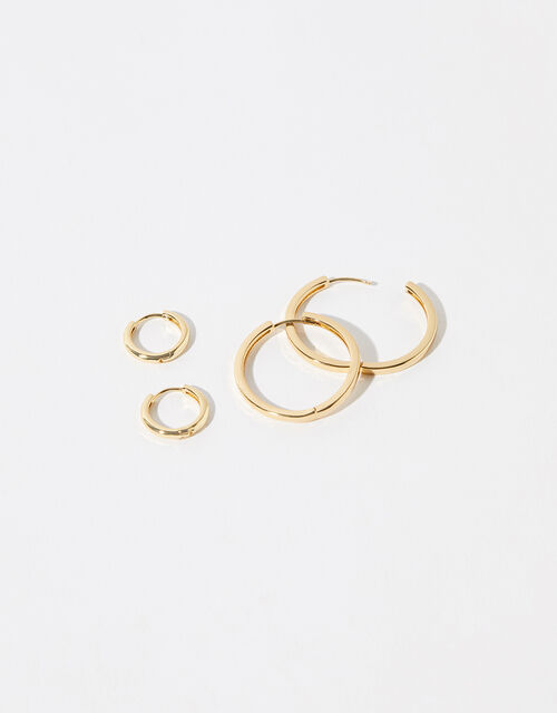Gold-Plated Hoop Earring Set of Two, , large