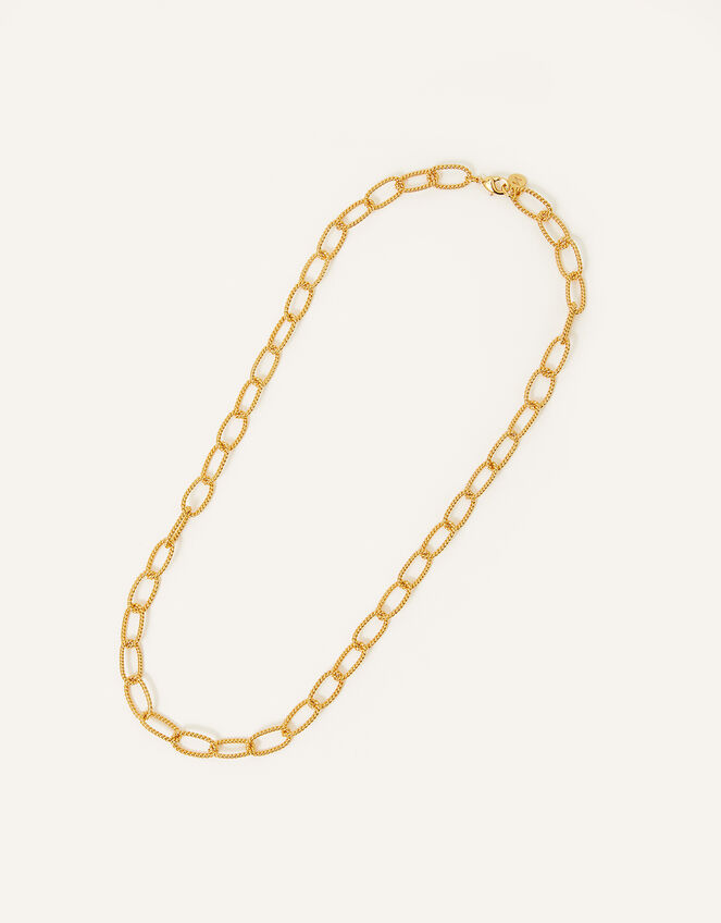 14ct Gold-Plated Paperclip Chain Necklace, , large