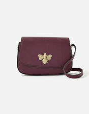 Bee Twist Lock Cross-Body Bag , Red (BURGUNDY), large