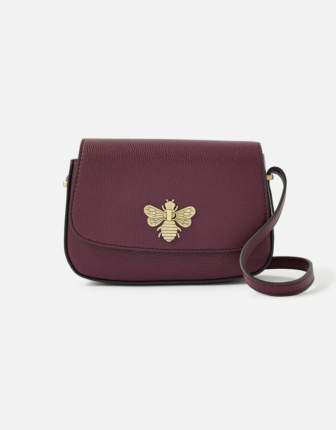 Bee Twist Lock Cross-Body Bag , Red (BURGUNDY), large