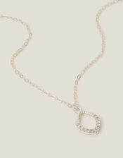 Sterling Silver-Plated Sparkle Tear Drop Necklace, , large