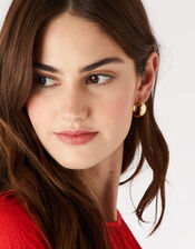 Gold-Plated Oval Charm Chunky Hoops, , large