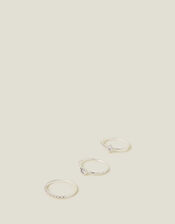 3-Pack Sterling Silver-Plated Crystal Rings, Silver (ST SILVER), large