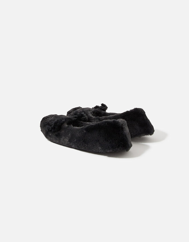 Furry Cat Ballerina Slippers, Black (BLACK), large
