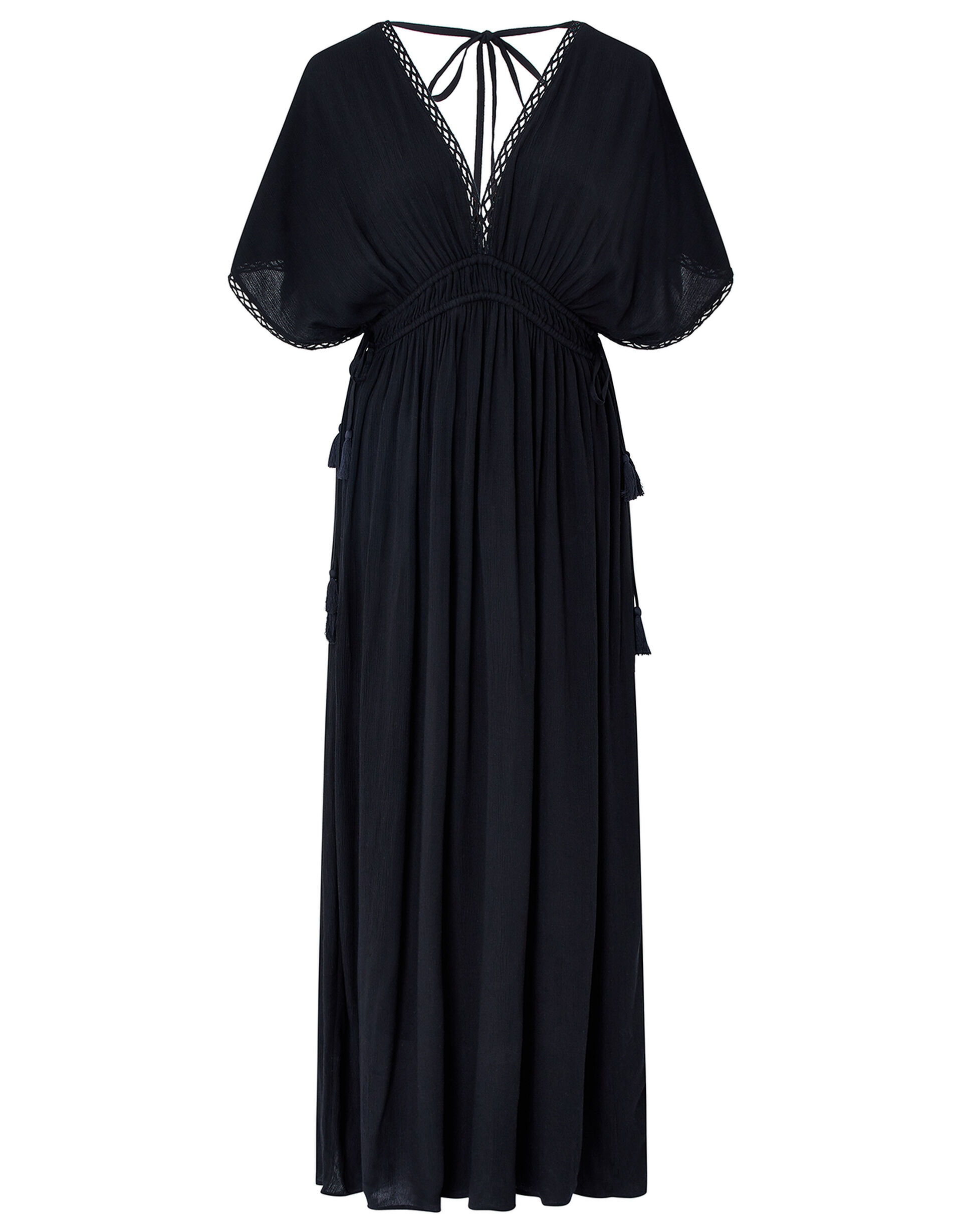 Lace Trim Maxi Dress, Black (BLACK), large