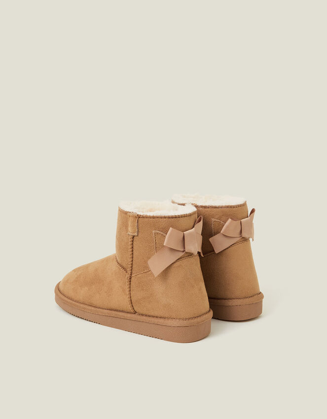 Girls Bow Suedette Boots, Tan (TAN), large