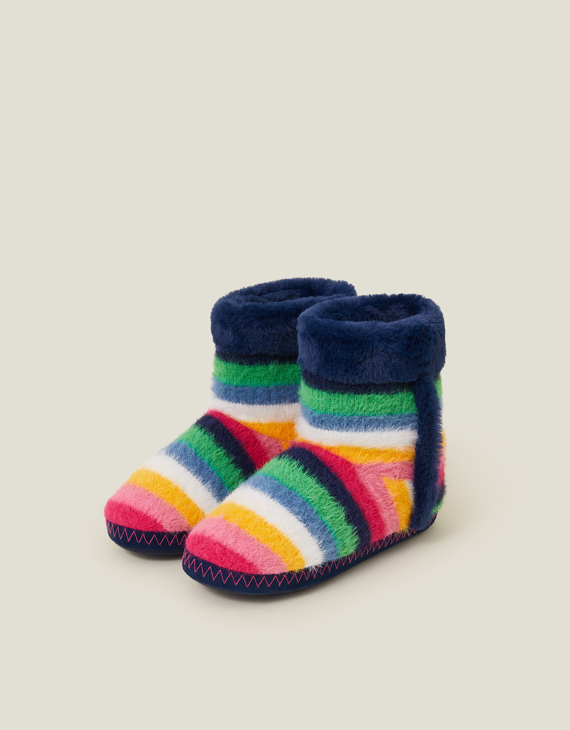 Fluffy Stripe Boot Slippers Multi Slippers Accessorize Global