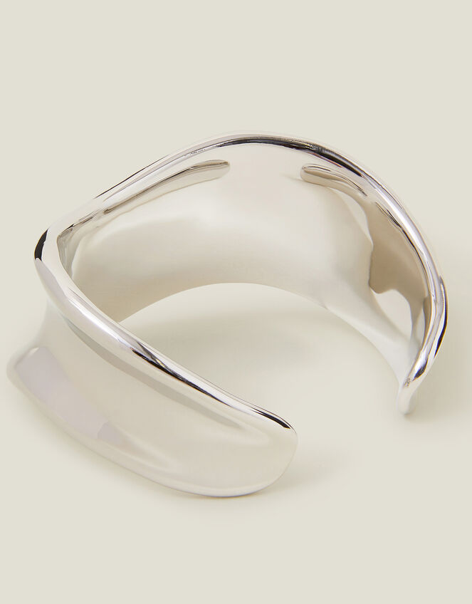 Platinum-Plated Stainless Steel Molten Cuff Bracelet, , large