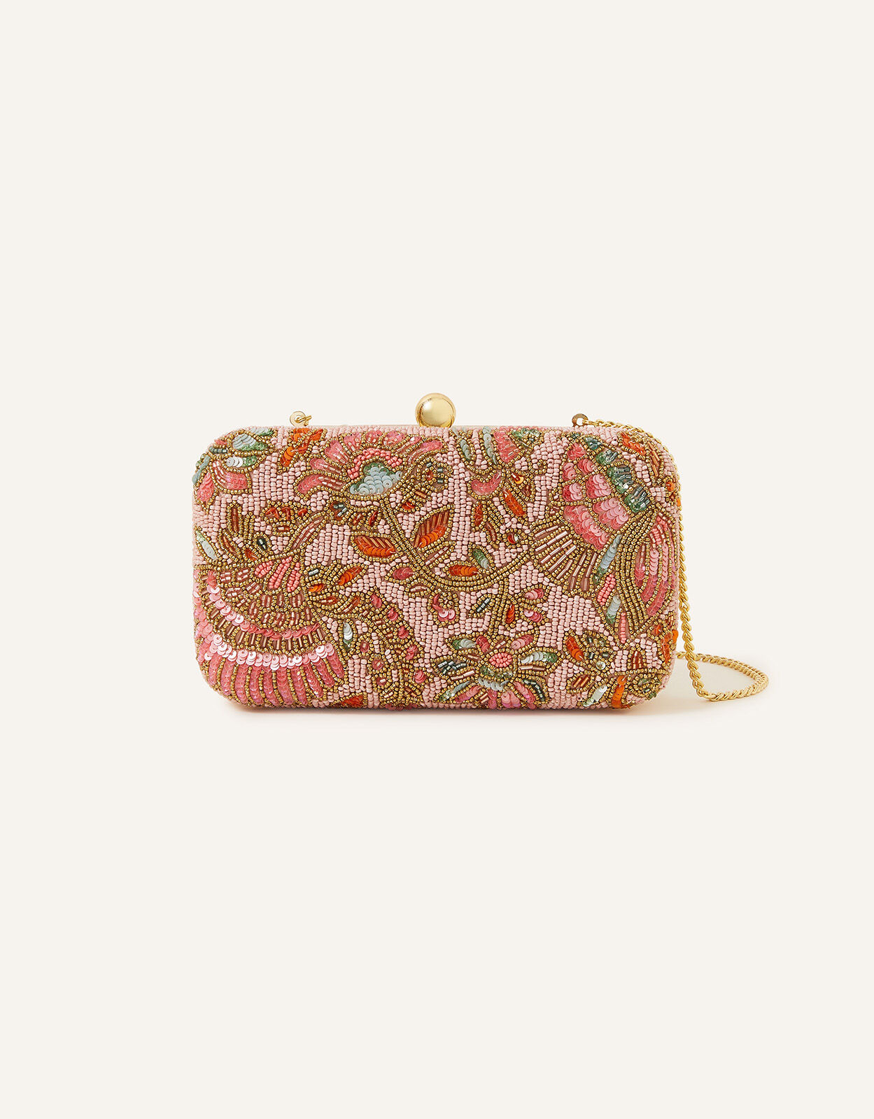 Beaded Floral Hardcase Clutch Bag