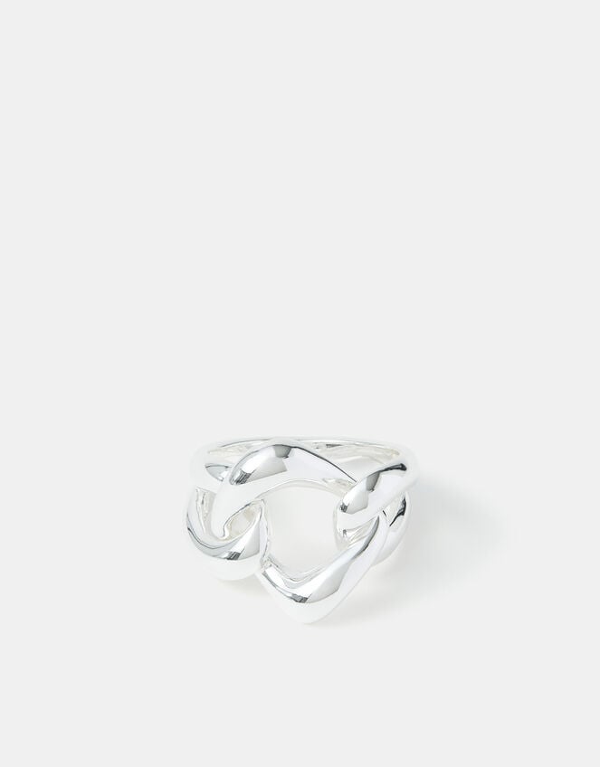 Sterling Silver-Plated Chunky Link Ring, Silver (ST SILVER), large