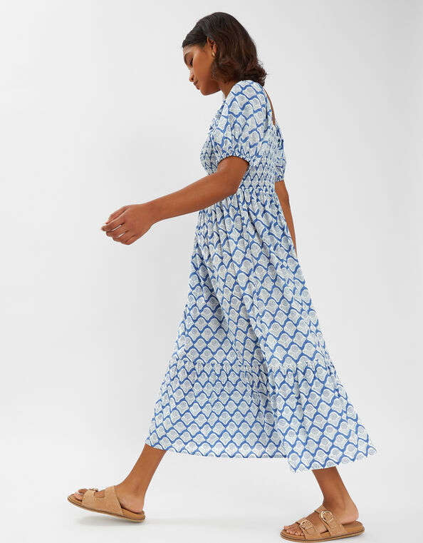 Dandelion Print Maxi Dress, Blue (BLUE), large