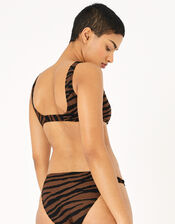 Tiger Square Neck Bandeau Bikini Top, Orange (RUST), large