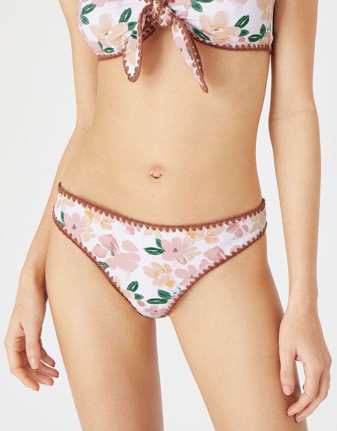 Pretty Floral Blanket Stitch Bikini Briefs, Multi (PASTEL-MULTI), large