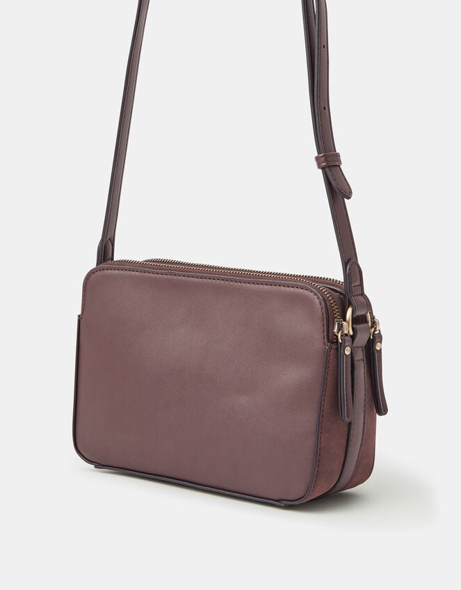 Classic Double Zip Crossbody Bag, Brown (CHOCOLATE), large
