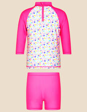 Girls Ditsy Print Long Sleeve Swim Set, Multi (BRIGHTS-MULTI), large