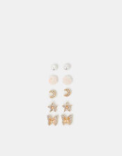 5-Pack Girls Butterfly Titanium Stud Earrings, , large