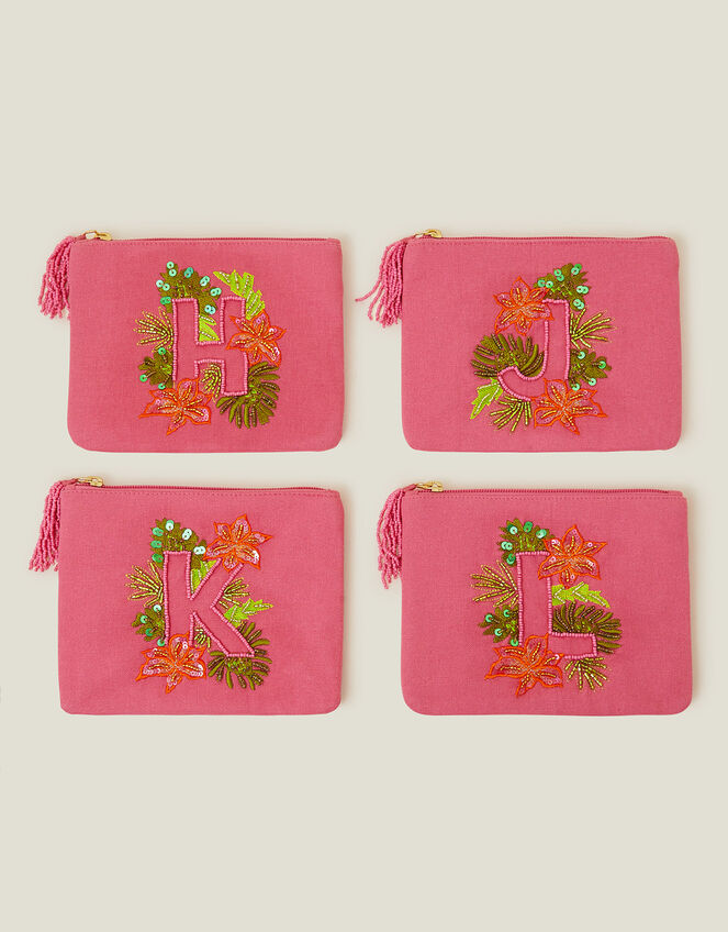 Summer Initial Pouch, Pink (PINK), large