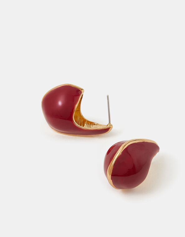 Enamel Inlay Curve Drop Earrings, , large
