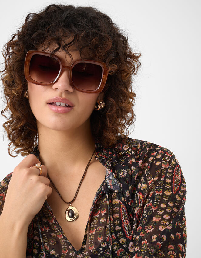 Retro Oversized Square Sunglasses, , large