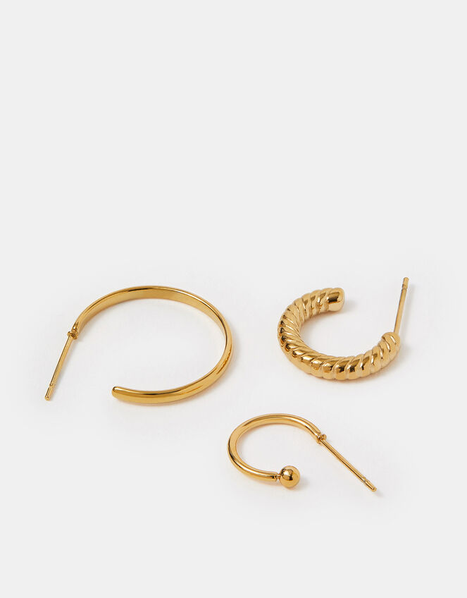 3-Pack Stainless Steel Mix Hoop Earrings, , large