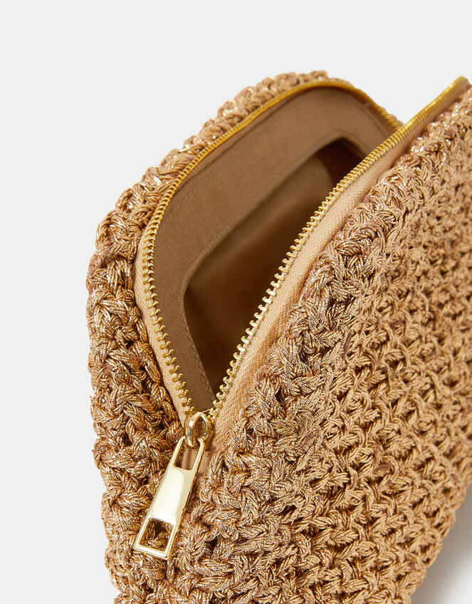 Metallic Woven Clutch Bag, , large