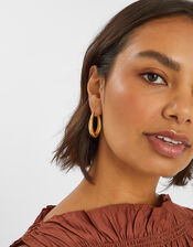 14ct Gold-Plated Large Oval Hoop Earrings, , large