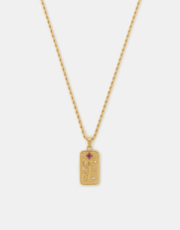 Stainless Steel Flower Tag Pendant Necklace, , large