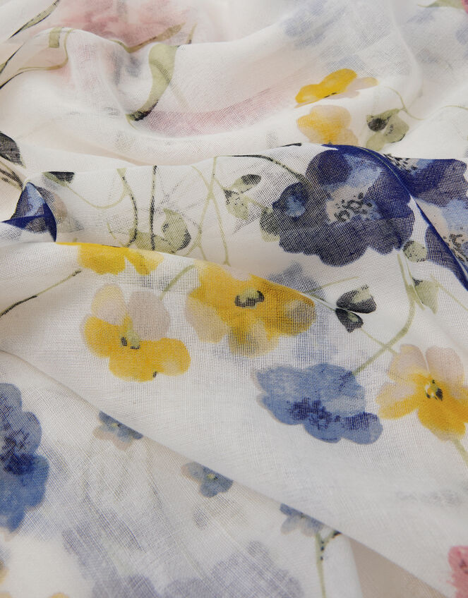 Lightweight Gardenia Print Scarf, , large