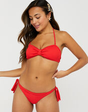 Basic Ribbed Bandeau Bikini Top, Red (RED), large