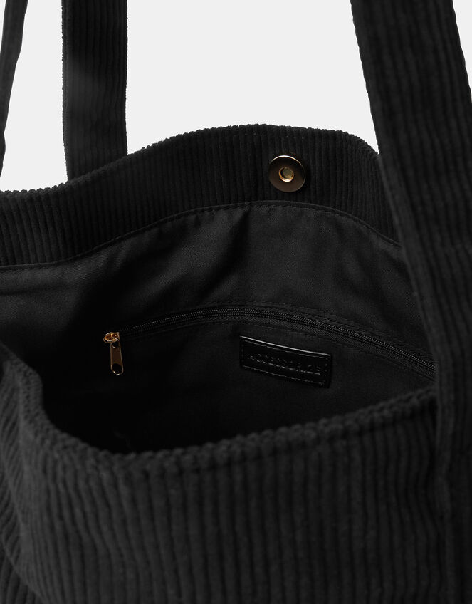 Corduroy Shopper Bag, Black (BLACK), large