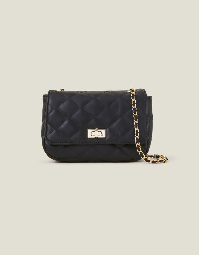 Quilted Cross-Body Bag, Black (BLACK), large