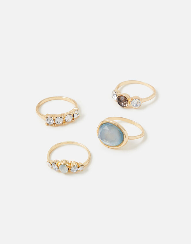 Blue Harvest Statement Gem Stacking Ring Set, Blue (BLUE), large