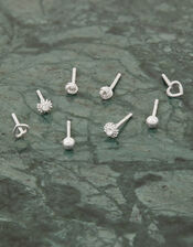 Sterling Silver Mix Stud Earrings 4 Pack, , large