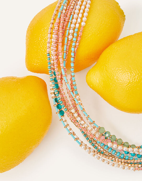 Layered Beaded Collar Necklace, , large