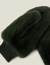 Soft Faux Fur Mittens, Green (GREEN), large
