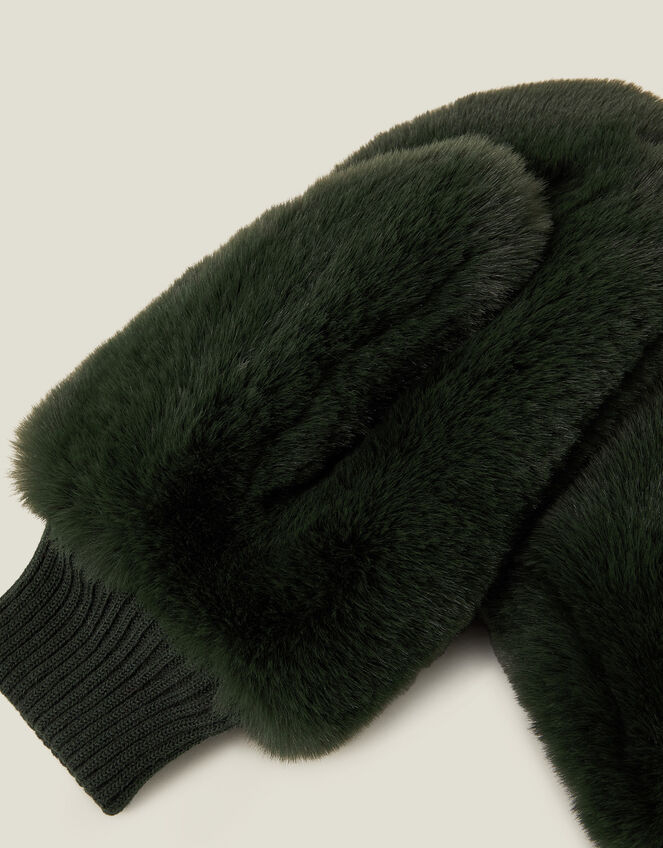 Soft Faux Fur Mittens, Green (GREEN), large