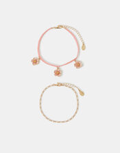 2-Pack Flower Charm Anklets, , large