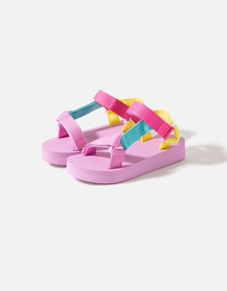 Girls Colour Block Trekker Sandals Multi, Multi (BRIGHTS-MULTI), large