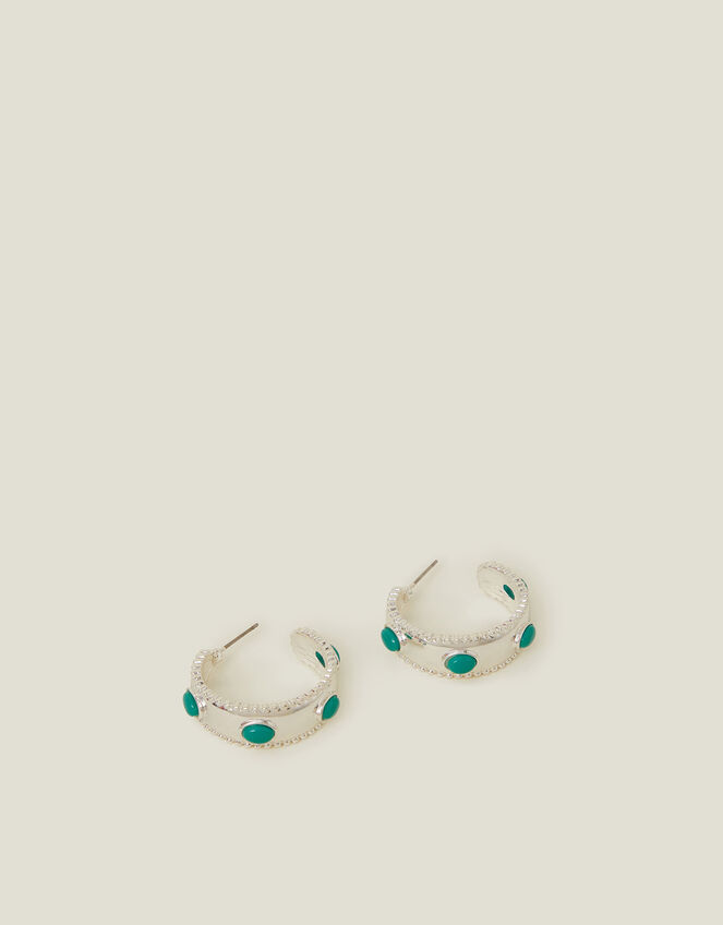 Western Stone Hoop Earrings, , large