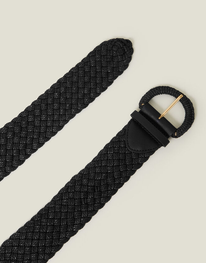 Woven Buckle Belt, Black (BLACK), large