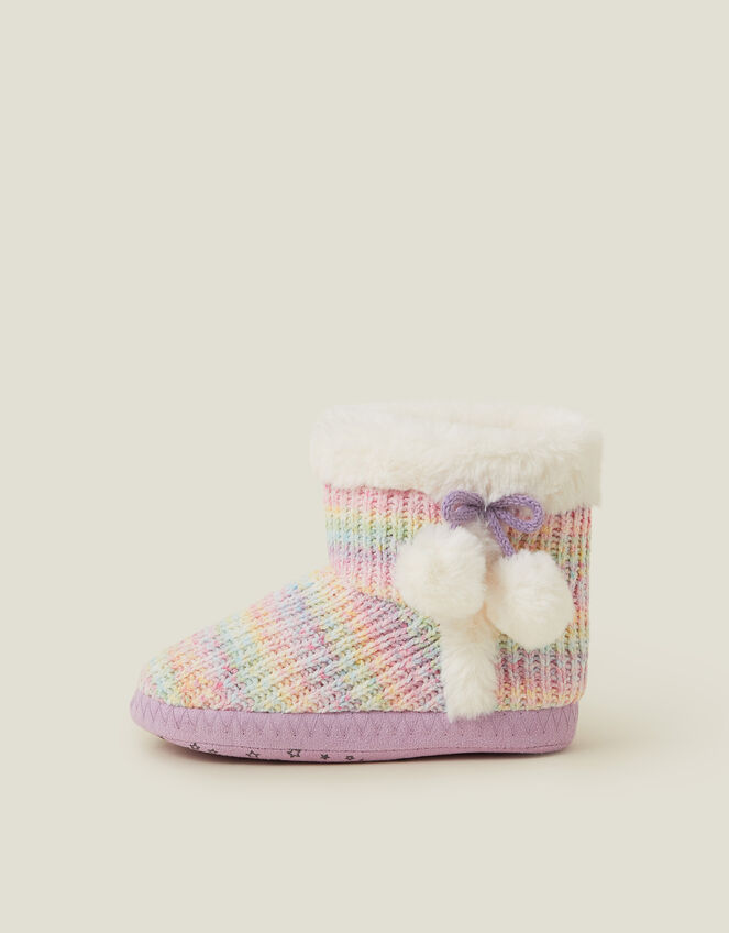 Girls Pastel Chenille Slipper Boots, Multi (PASTEL MULTI), large