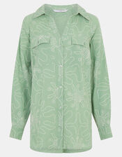 Sun Embroidered Beach Cover Up Shirt, Green (GREEN), large