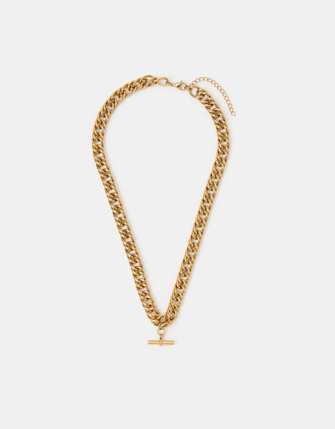 Stainless Steel Chunky T-Bar Necklace, , large