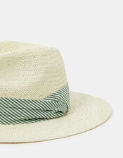 Stripe Band Fedora Hat, , large