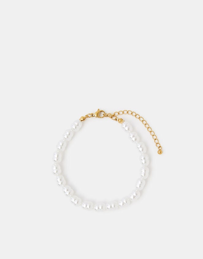 Stainless Steel Faux Pearl Bracelet, , large