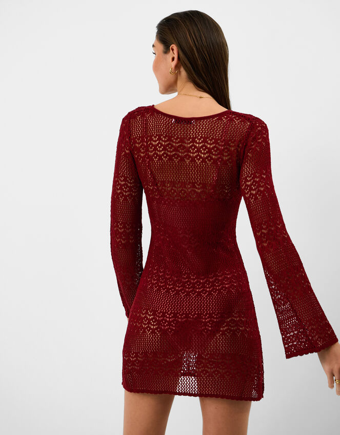 Knit Mini Beach Dress, Red (BURGUNDY), large