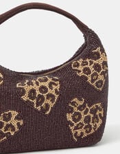Accessorize x Good Manners Beaded Leopard Print Heart Bag, , large