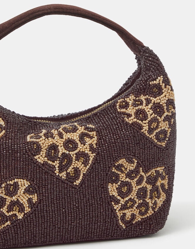Accessorize x Good Manners Beaded Leopard Print Heart Bag, , large