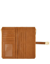 Push-Lock Faux Leather Wallet, Tan (TAN), large