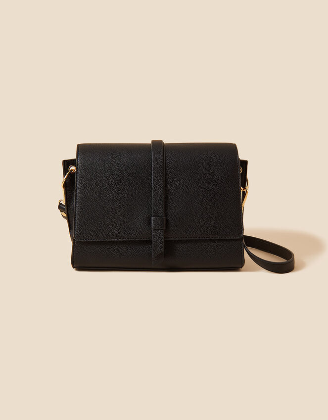 Strap Detail Large Cross-Body Bag, Black (BLACK), large